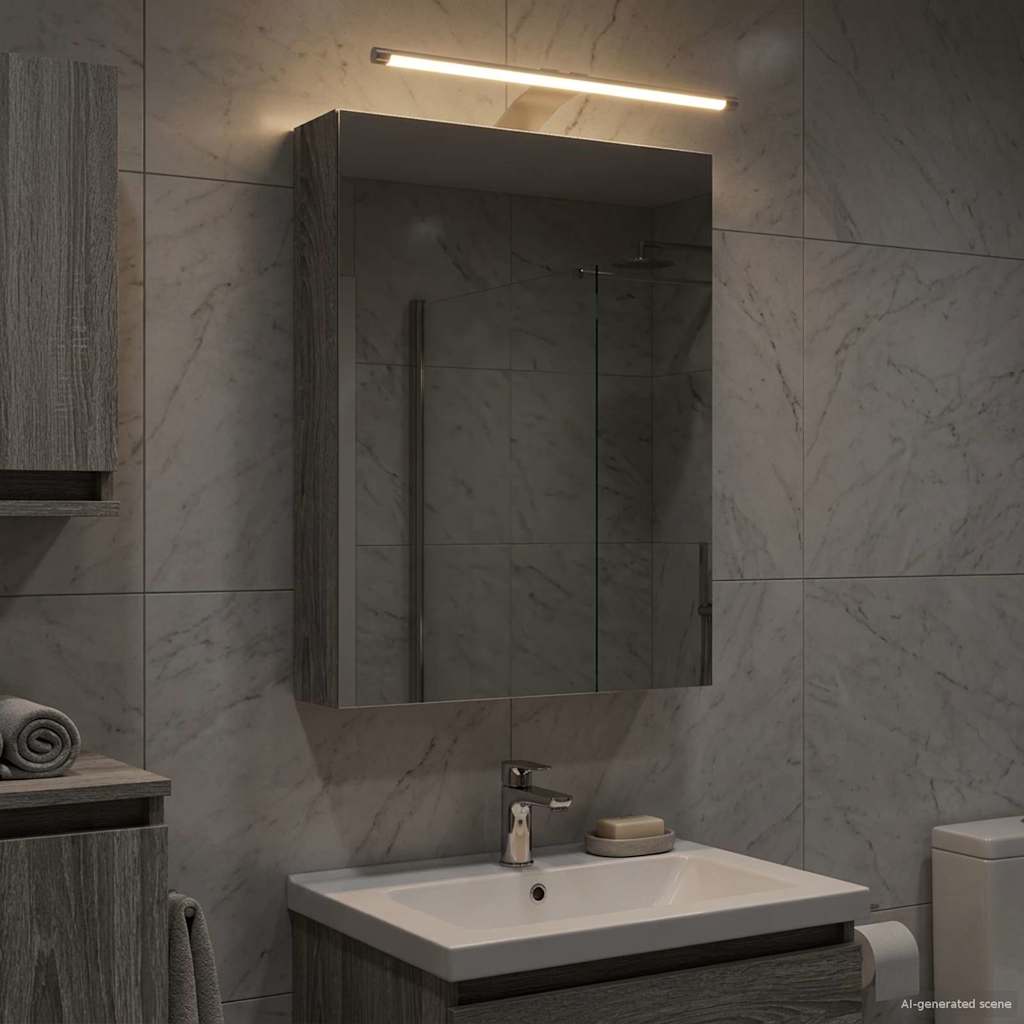 vidaXL Bathroom Mirror Cabinet Grey Sonoma 40 x 10.5 x 60.5 cm