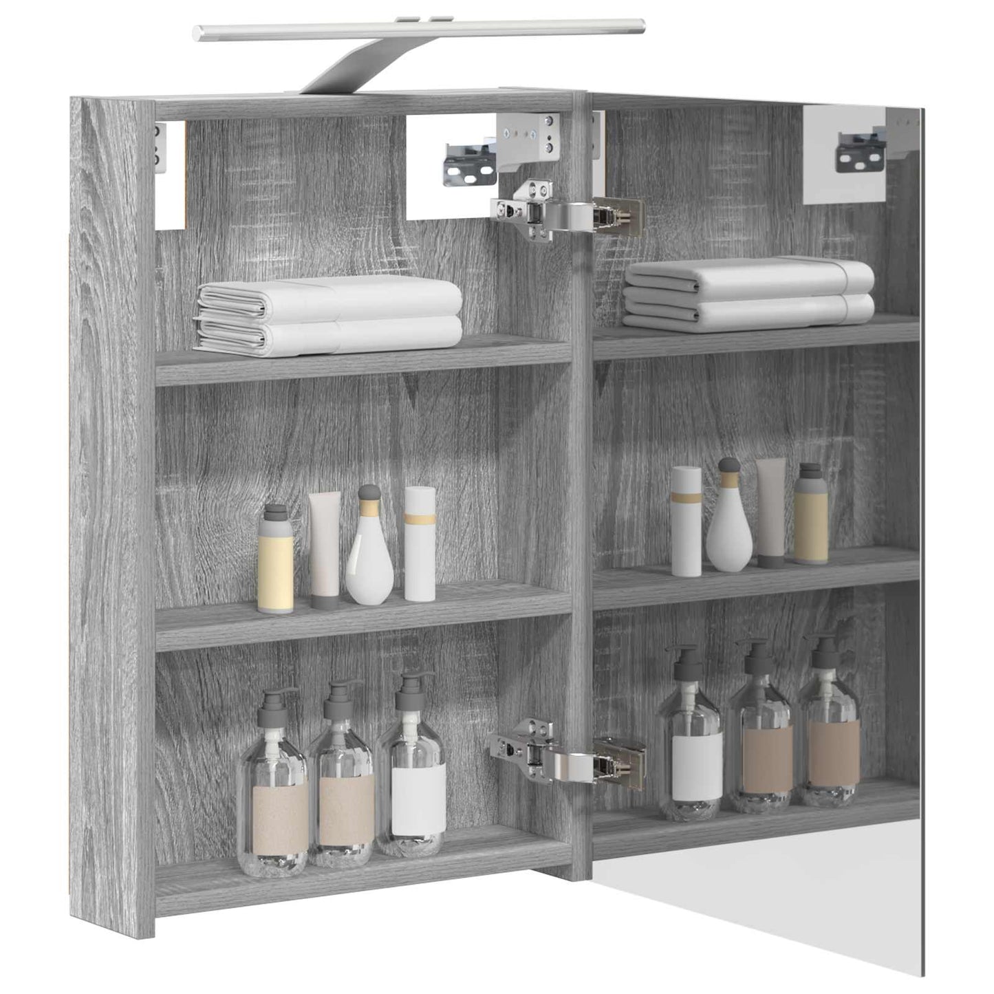 vidaXL Bathroom Mirror Cabinet Grey Sonoma 40 x 10.5 x 60.5 cm
