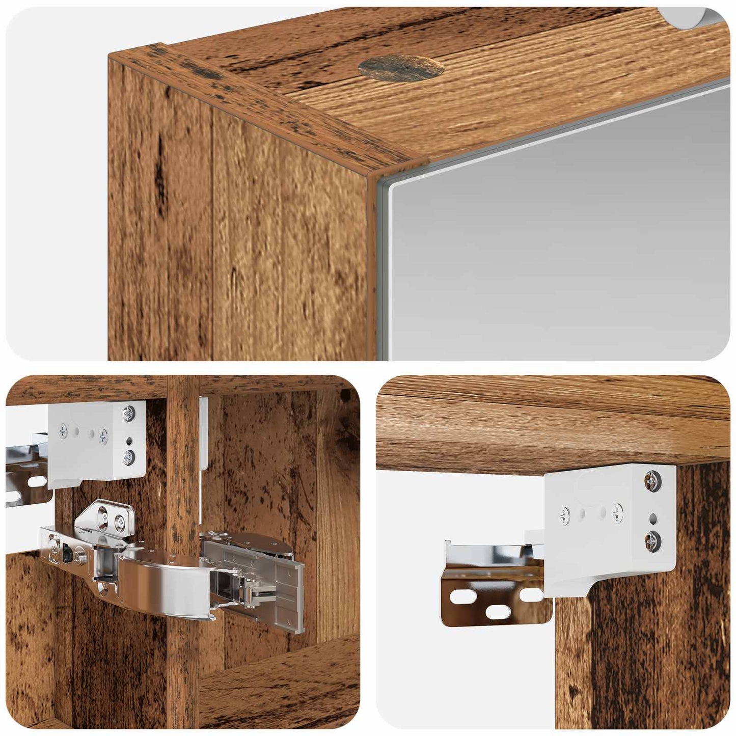 vidaXL Bathroom Mirror Cabinet with Shelf Old Wood 40 x 10.5 x 60.5 cm