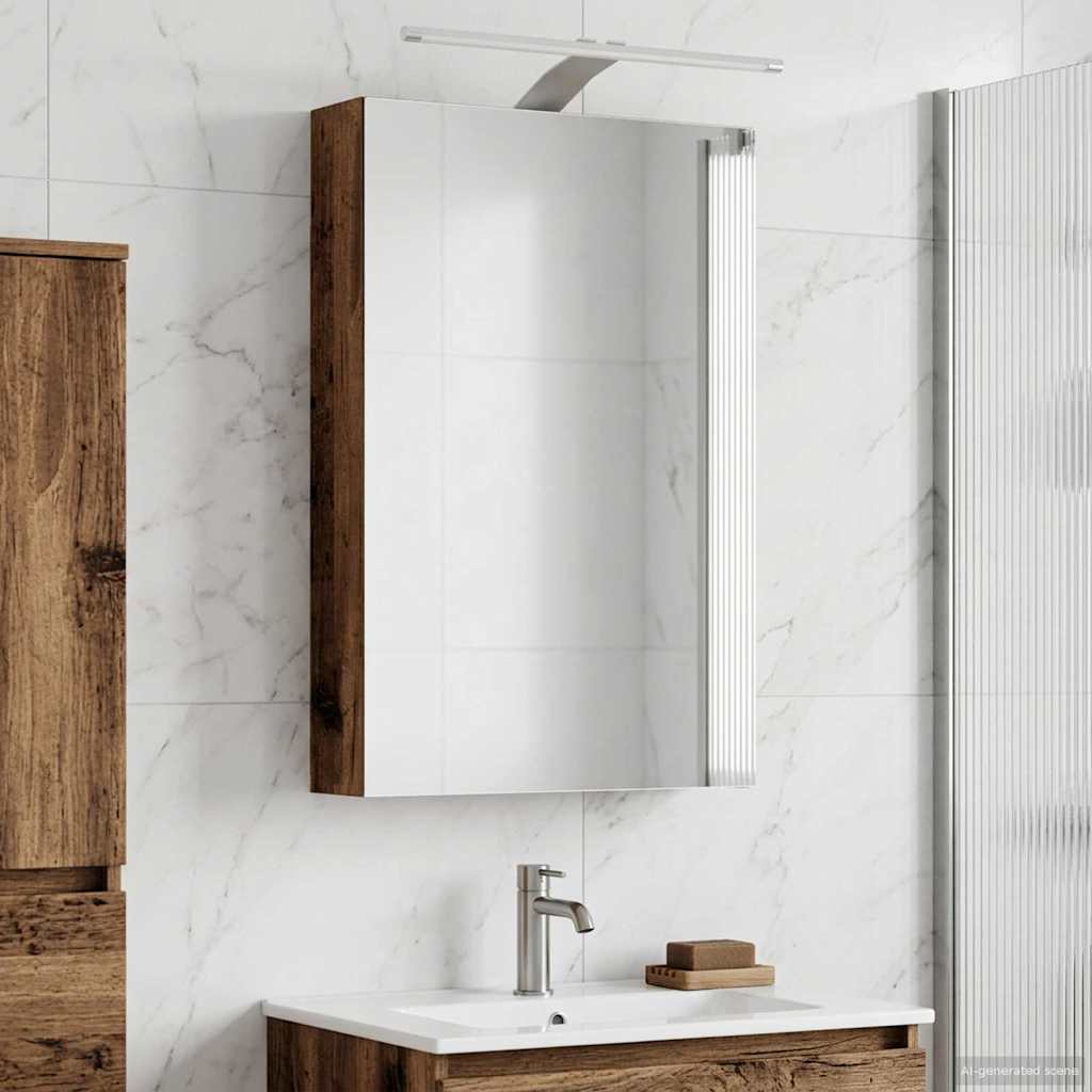 vidaXL Bathroom Mirror Cabinet with Shelf Old Wood 40 x 10.5 x 60.5 cm