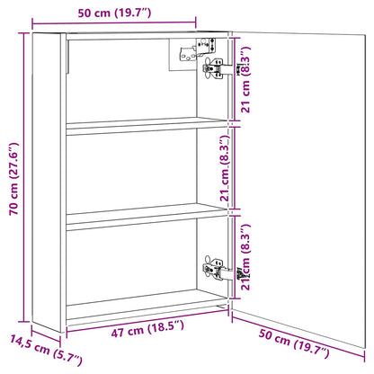 vidaXL Bathroom Mirror Cabinet White 50 x 14.5 x 70 cm Engineered wood