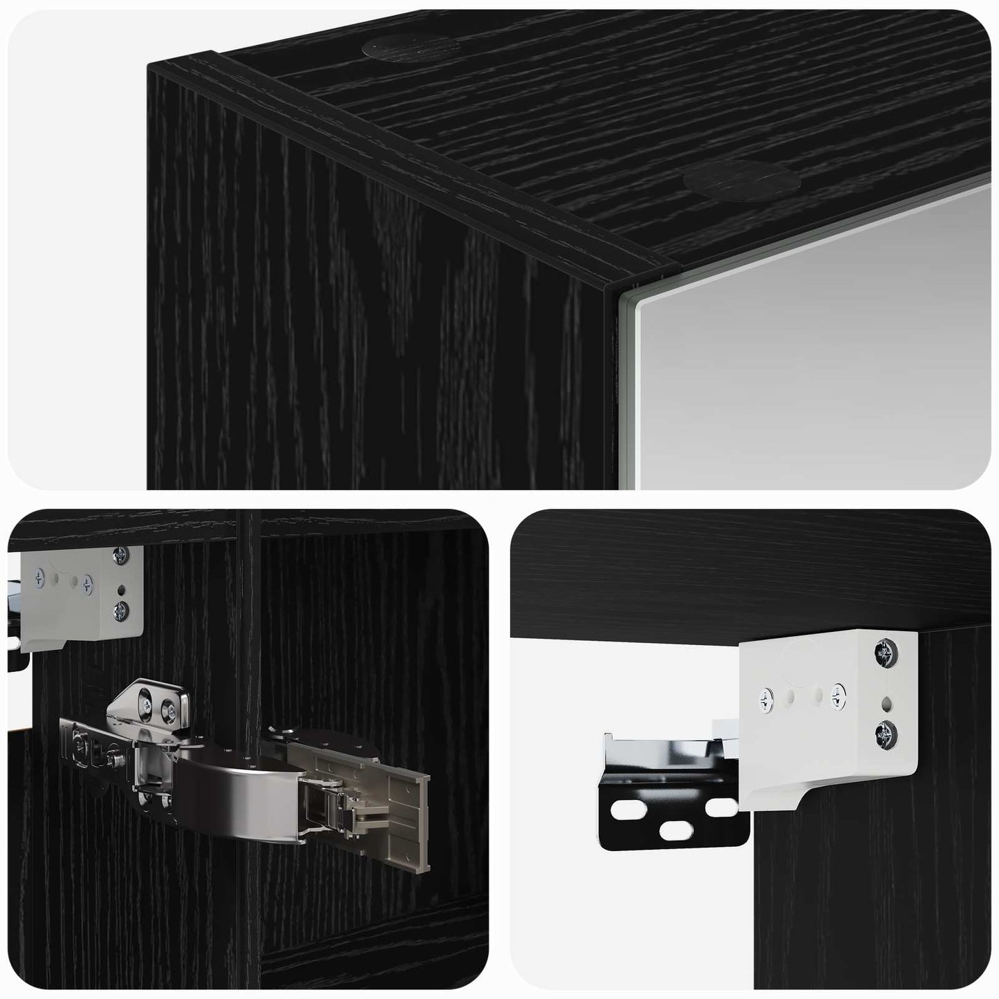 vidaXL Bathroom Mirror Cabinet with Shelf Black Oak 50 x 14.5 x 70 cm