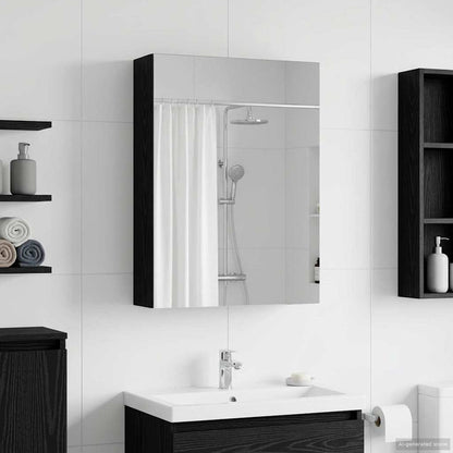 vidaXL Bathroom Mirror Cabinet with Shelf Black Oak 50 x 14.5 x 70 cm