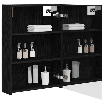 vidaXL Bathroom Mirror Cabinet with Shelf Black Oak 50 x 14.5 x 70 cm