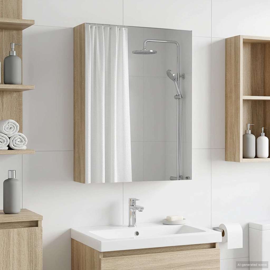vidaXL Bathroom Mirror Cabinet with Shelf Sonoma Oak 50 x 14.5 x 70 cm