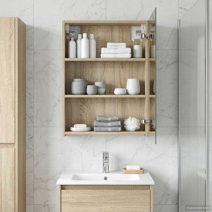 vidaXL Bathroom Mirror Cabinet with Shelf Sonoma Oak 50 x 14.5 x 70 cm