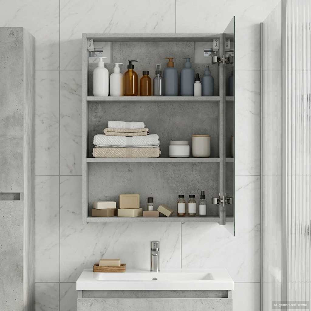 vidaXL Bathroom Mirror Cabinet Concrete Grey 50 x 14.5 x 70 cm