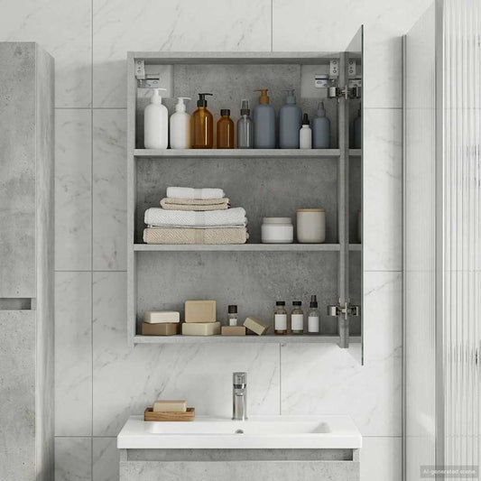 vidaXL Bathroom Mirror Cabinet Concrete Grey 50 x 14.5 x 70 cm