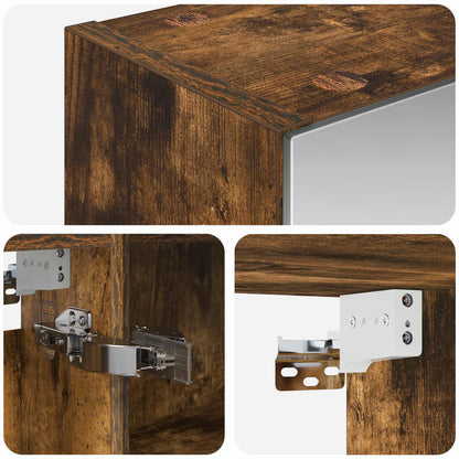 vidaXL Bathroom Mirror Cabinet Smoked Oak 50 x 14.5 x 70 cm