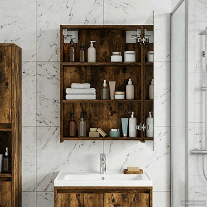vidaXL Bathroom Mirror Cabinet Smoked Oak 50 x 14.5 x 70 cm
