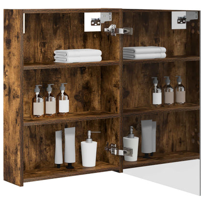 vidaXL Bathroom Mirror Cabinet Smoked Oak 50 x 14.5 x 70 cm