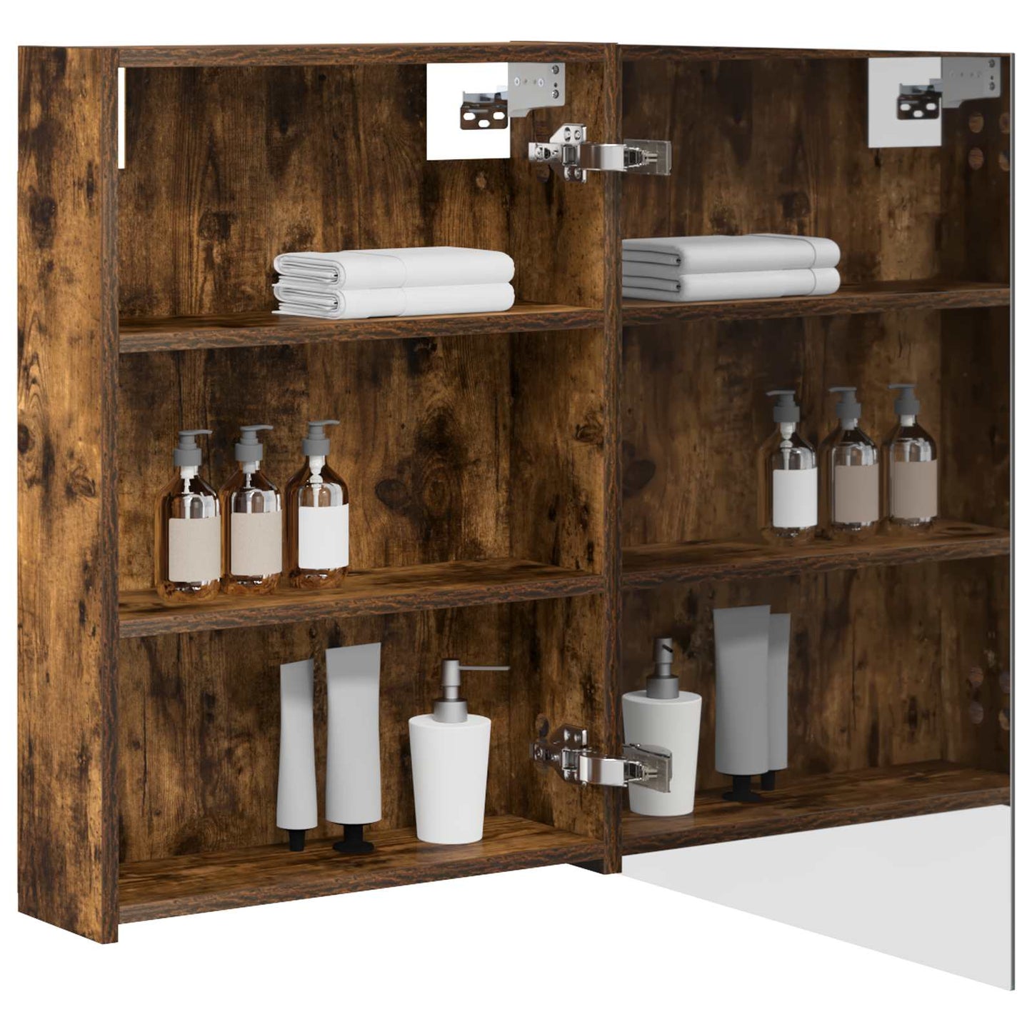 vidaXL Bathroom Mirror Cabinet with Shelf Smoked Oak 50 x 14.5 x 70 cm