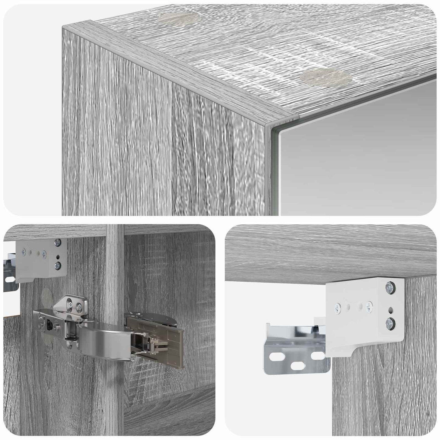 vidaXL Bathroom Mirror Cabinet with Door Grey Sonoma 50 x 14.5 x 70 cm