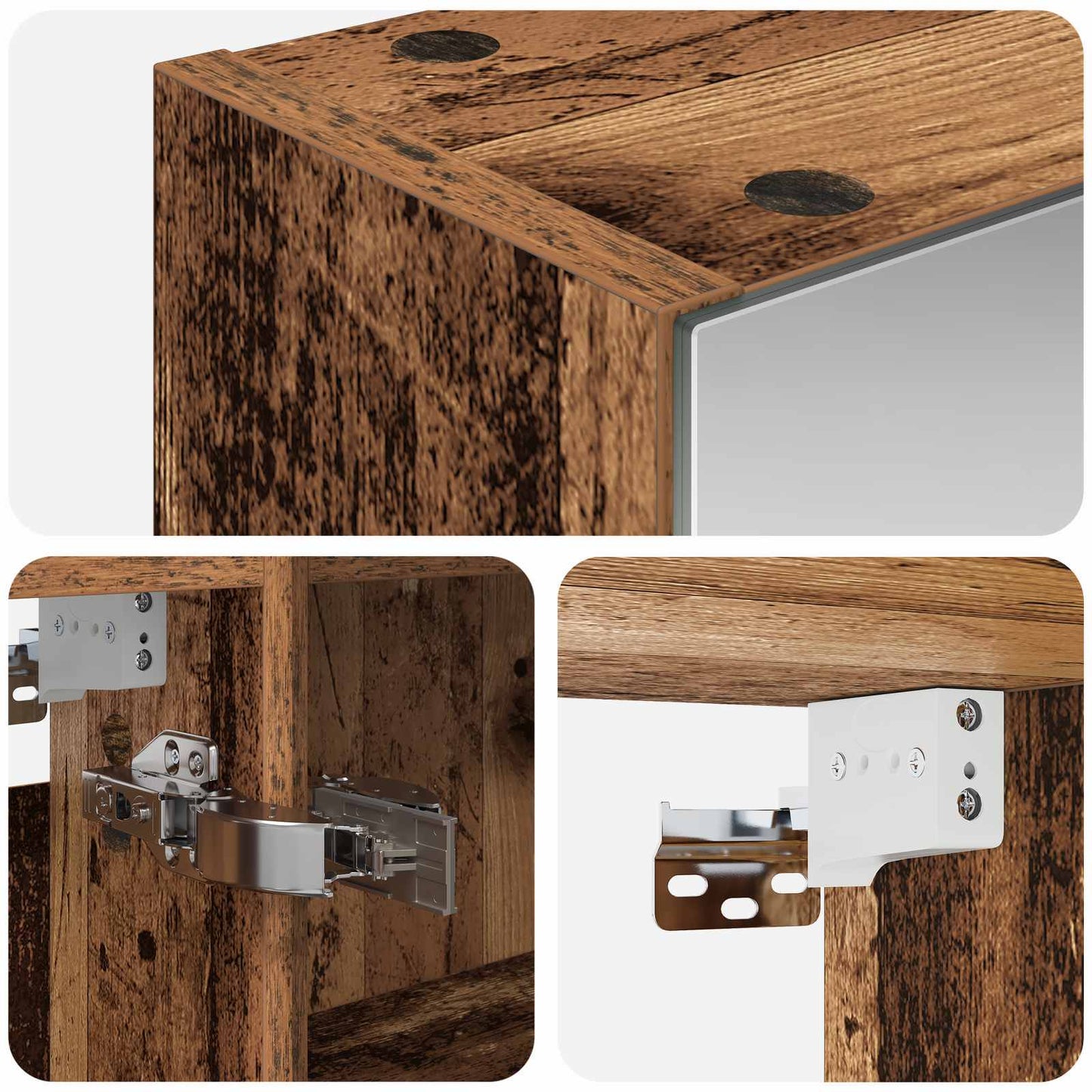 vidaXL Bathroom Mirror Cabinet with Shelf Old Wood 50 x 14.5 x 70 cm