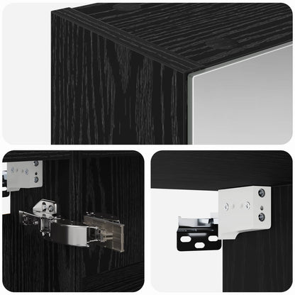 vidaXL Bathroom Mirror Cabinet with Shelf Black Oak 50 x 14.5 x 70 cm