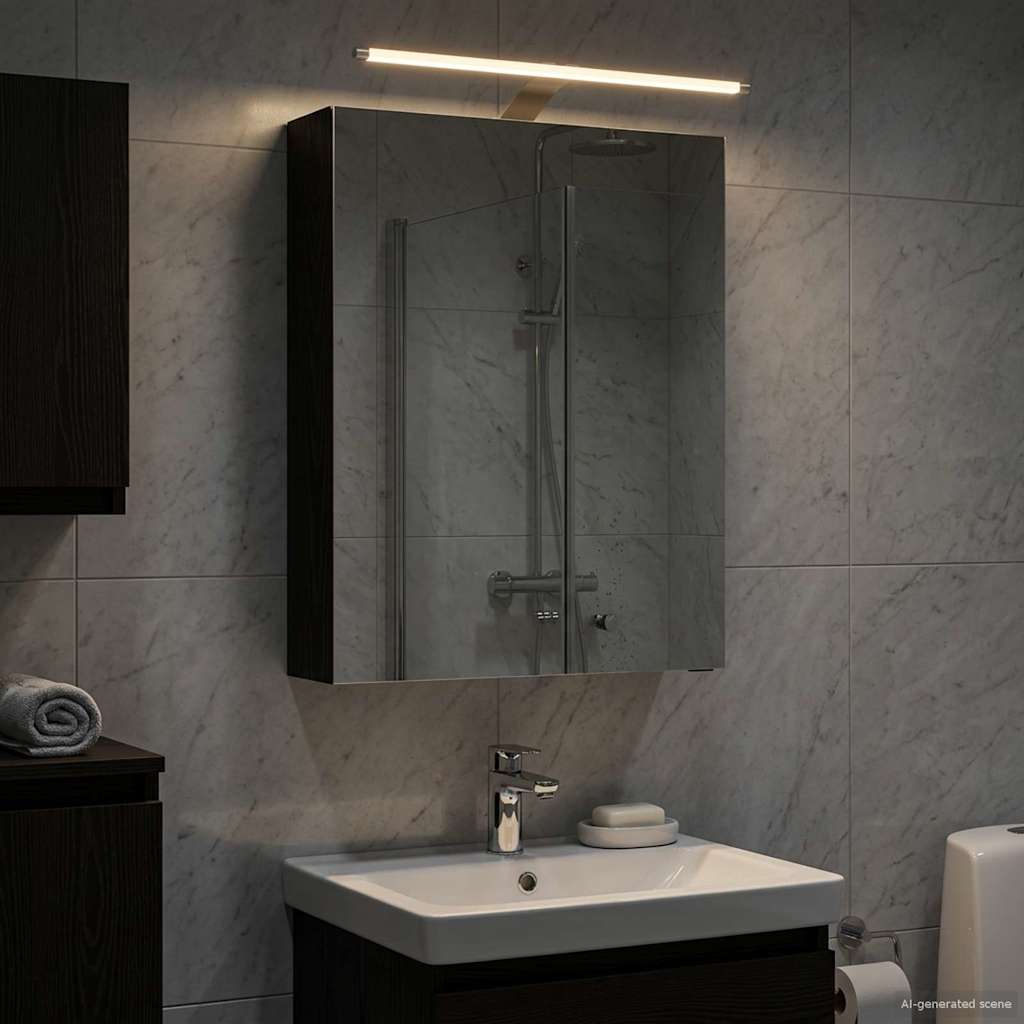 vidaXL Bathroom Mirror Cabinet with Shelf Black Oak 50 x 14.5 x 70 cm