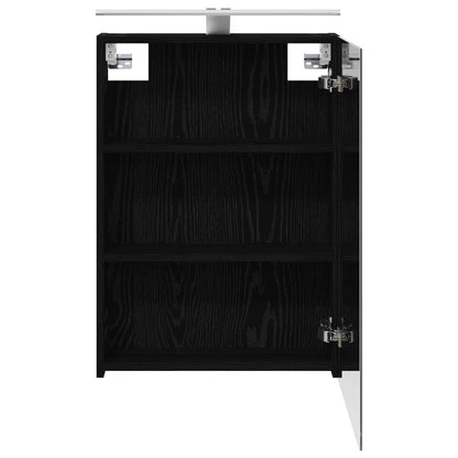 vidaXL Bathroom Mirror Cabinet with Shelf Black Oak 50 x 14.5 x 70 cm