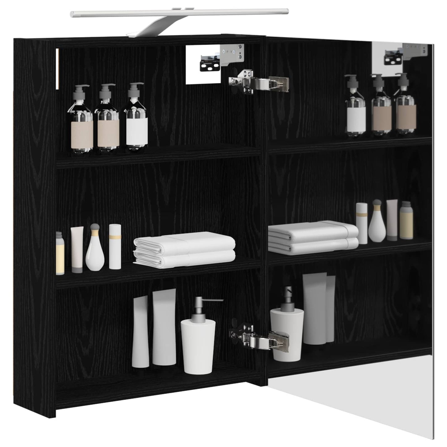 vidaXL Bathroom Mirror Cabinet with Shelf Black Oak 50 x 14.5 x 70 cm