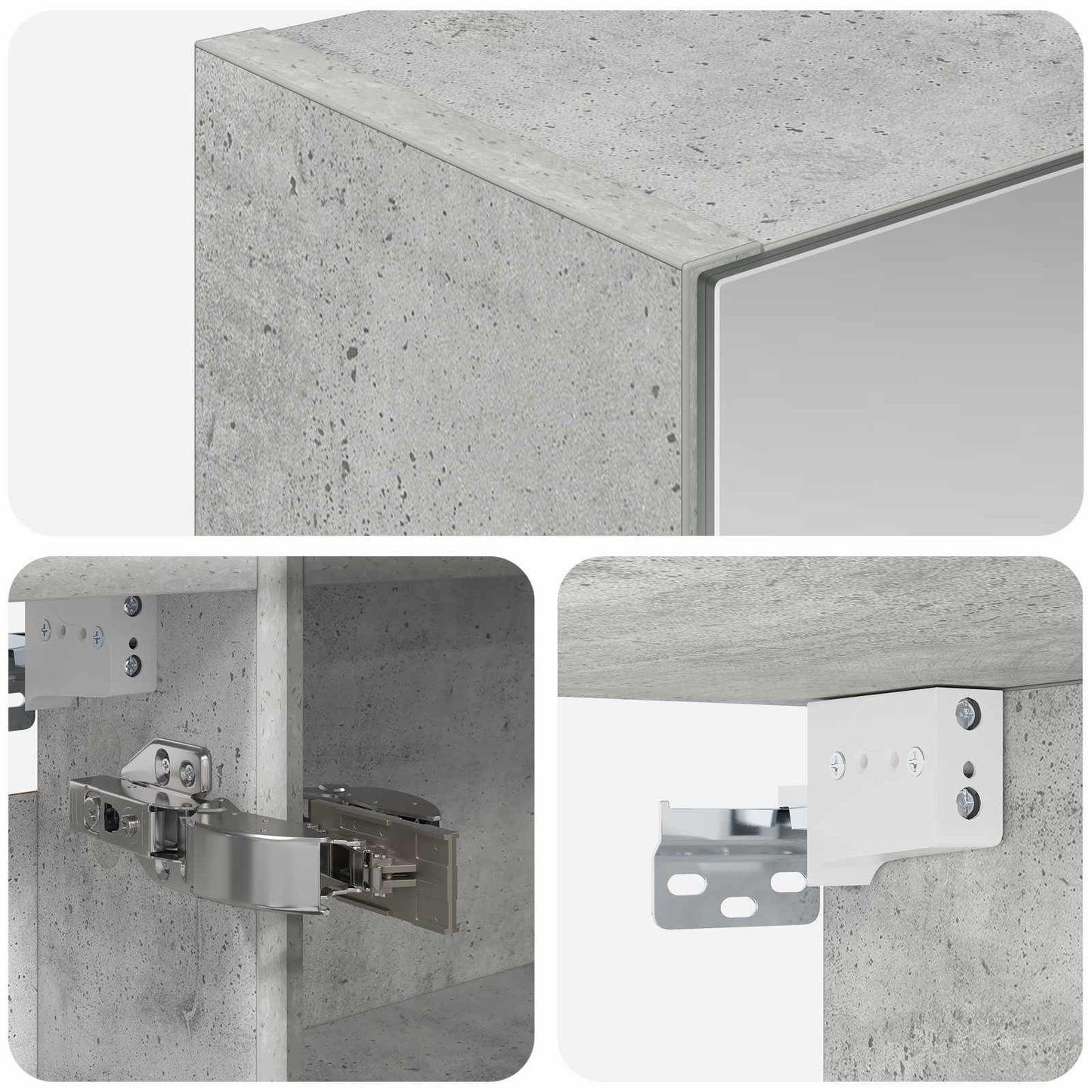 vidaXL Bathroom Mirror Cabinet Concrete Grey 50 x 14.5 x 70 cm