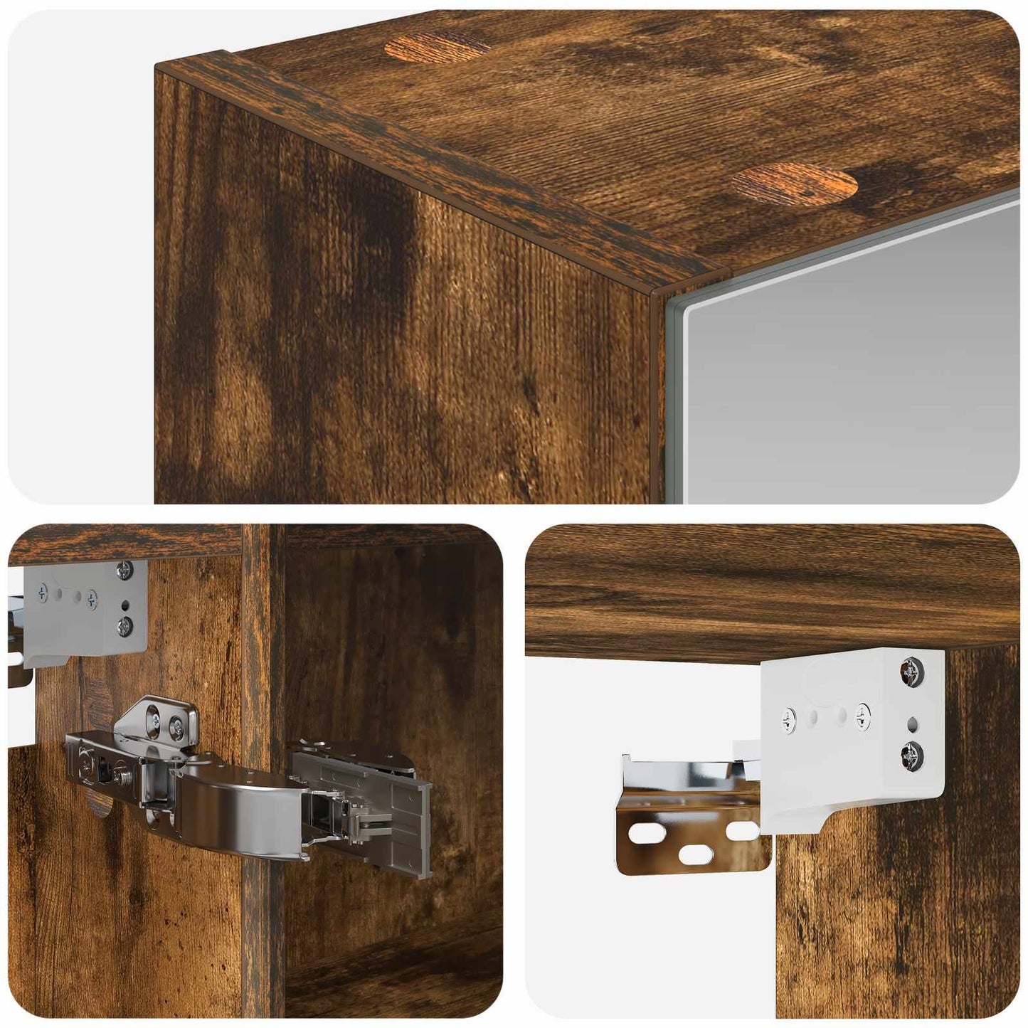 vidaXL Bathroom Mirror Cabinet with Shelf Smoked Oak 50 x 14.5 x 70 cm