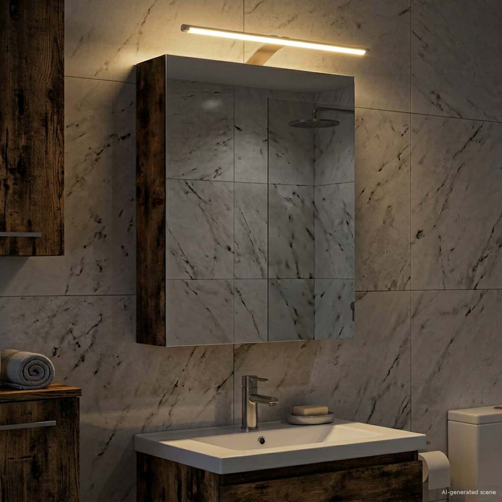 vidaXL Bathroom Mirror Cabinet with Shelf Smoked Oak 50 x 14.5 x 70 cm