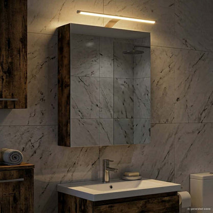 vidaXL Bathroom Mirror Cabinet with Shelf Smoked Oak 50 x 14.5 x 70 cm