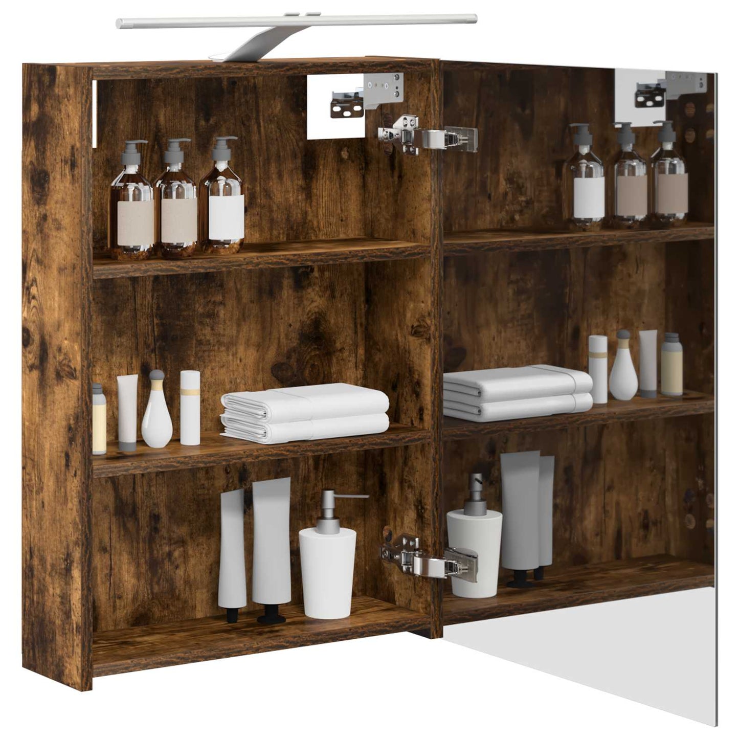 vidaXL Bathroom Mirror Cabinet with Shelf Smoked Oak 50 x 14.5 x 70 cm