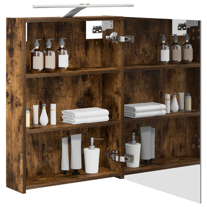 vidaXL Bathroom Mirror Cabinet with Shelf Smoked Oak 50 x 14.5 x 70 cm
