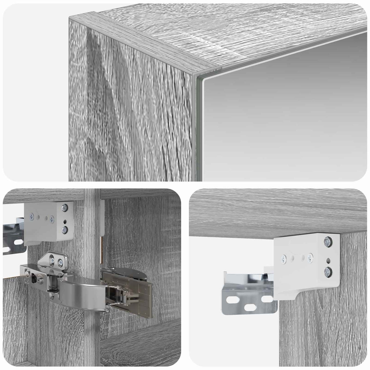 vidaXL Bathroom Mirror Cabinet with Door Grey Sonoma 50 x 14.5 x 70 cm