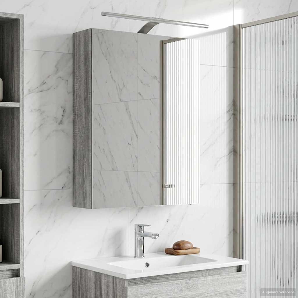 vidaXL Bathroom Mirror Cabinet with Door Grey Sonoma 50 x 14.5 x 70 cm
