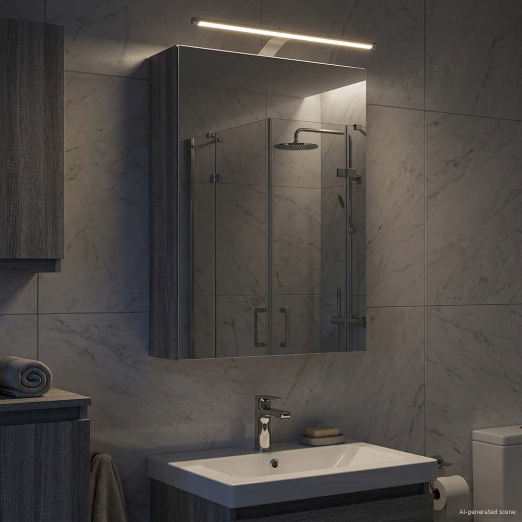 vidaXL Bathroom Mirror Cabinet with Door Grey Sonoma 50 x 14.5 x 70 cm