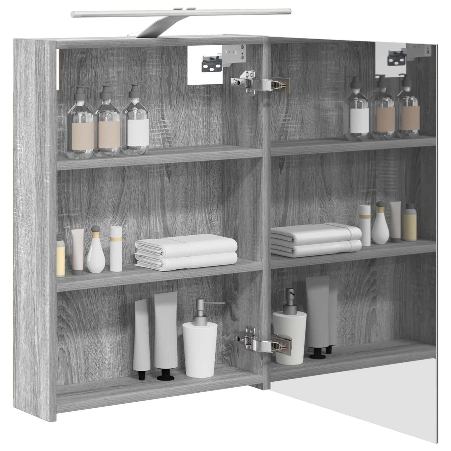 vidaXL Bathroom Mirror Cabinet with Door Grey Sonoma 50 x 14.5 x 70 cm