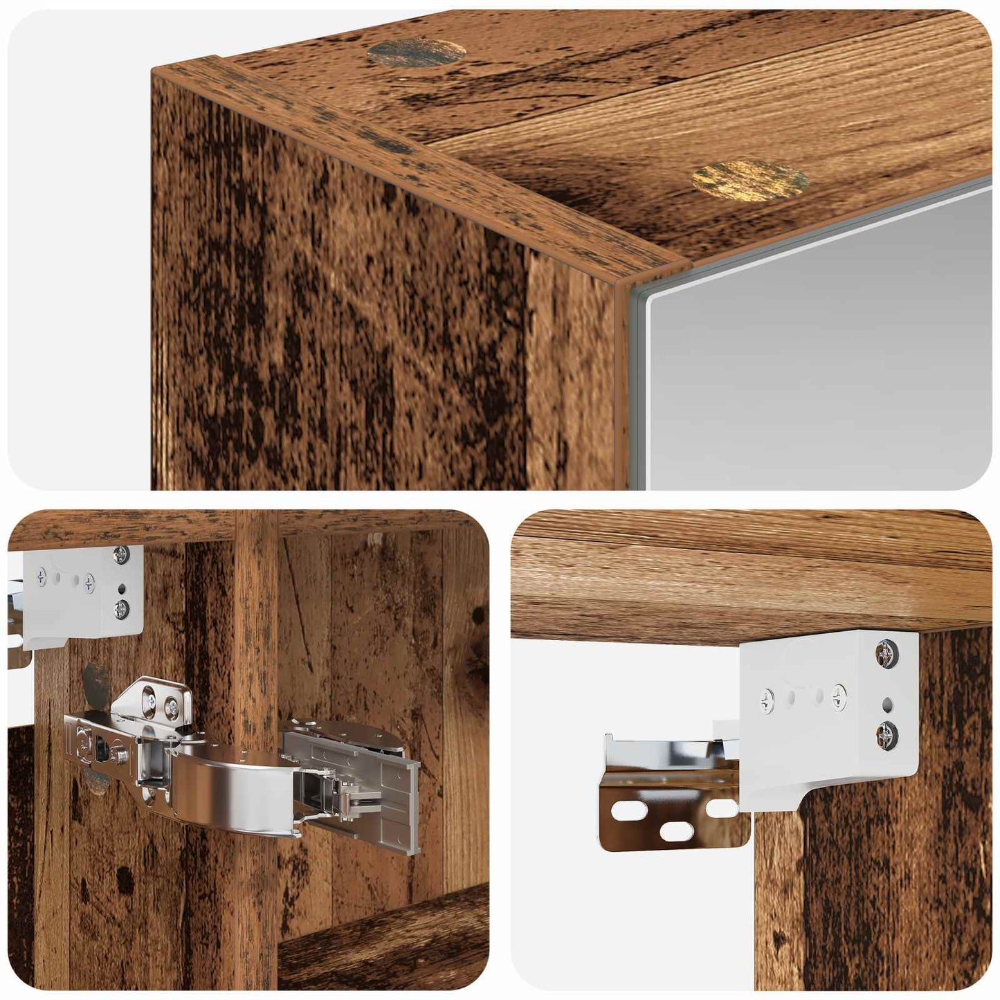 vidaXL Bathroom Mirror Cabinet with Shelf Old Wood 50 x 14.5 x 70 cm