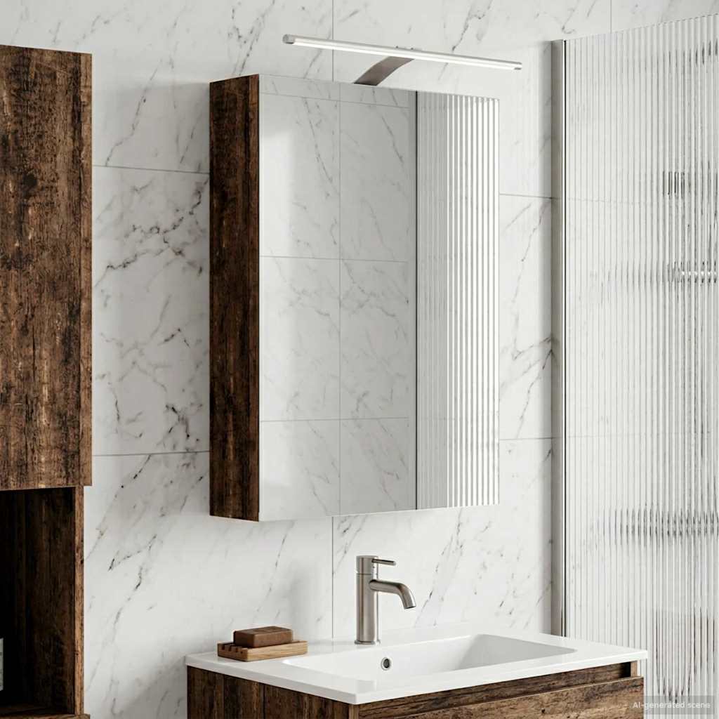 vidaXL Bathroom Mirror Cabinet with Shelf Old Wood 50 x 14.5 x 70 cm