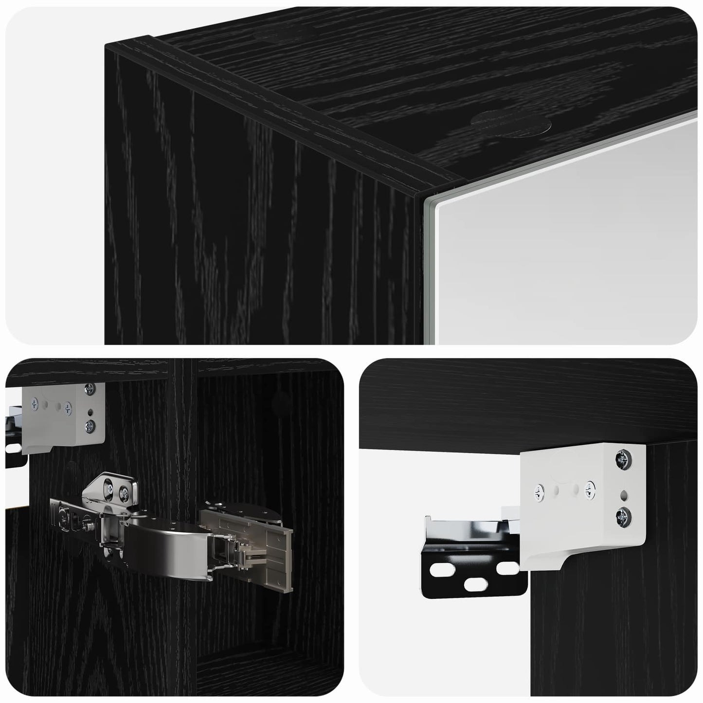 vidaXL Bathroom Mirror Cabinet with Shelf Black Oak 60 x 14.5 x 70 cm