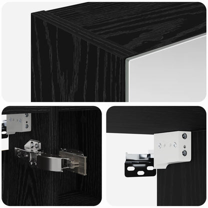 vidaXL Bathroom Mirror Cabinet with Shelf Black Oak 60 x 14.5 x 70 cm