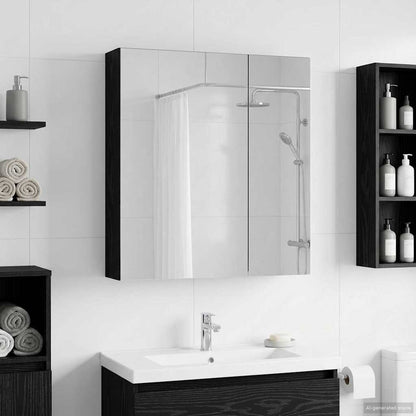 vidaXL Bathroom Mirror Cabinet with Shelf Black Oak 60 x 14.5 x 70 cm