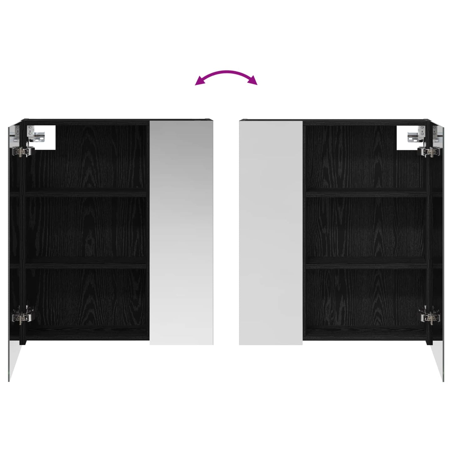 vidaXL Bathroom Mirror Cabinet with Shelf Black Oak 60 x 14.5 x 70 cm