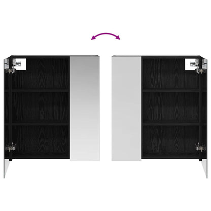 vidaXL Bathroom Mirror Cabinet with Shelf Black Oak 60 x 14.5 x 70 cm