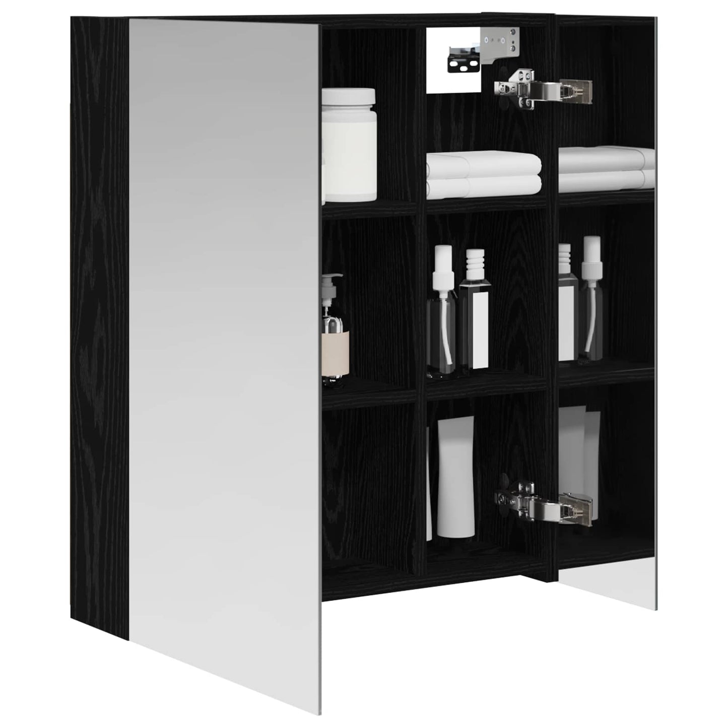 vidaXL Bathroom Mirror Cabinet with Shelf Black Oak 60 x 14.5 x 70 cm