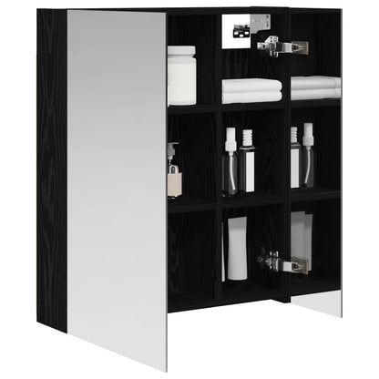 vidaXL Bathroom Mirror Cabinet with Shelf Black Oak 60 x 14.5 x 70 cm