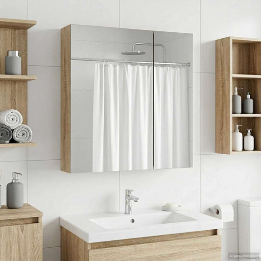 vidaXL Bathroom Mirror Cabinet with Shelf Sonoma Oak 60 x 14.5 x 70 cm
