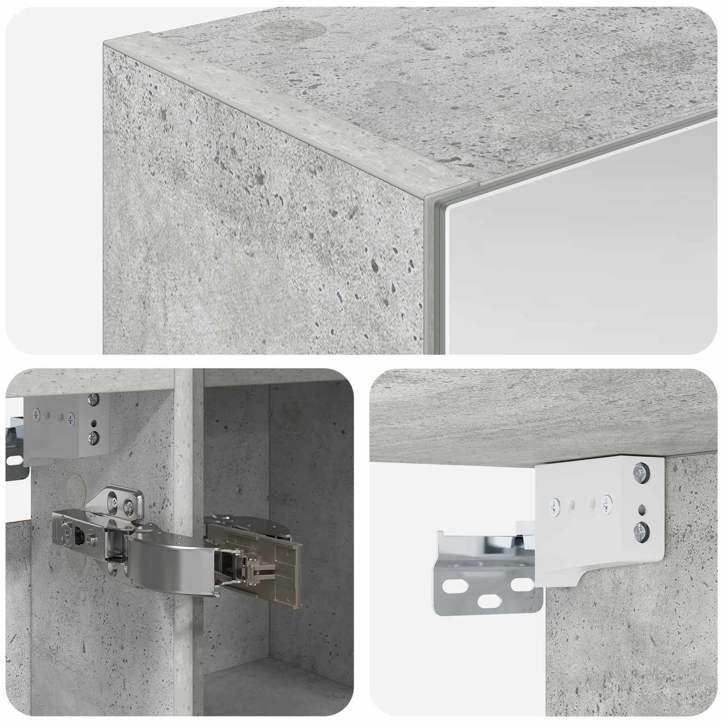 vidaXL Bathroom Mirror Cabinet Concrete Grey 60 x 14.5 x 70 cm