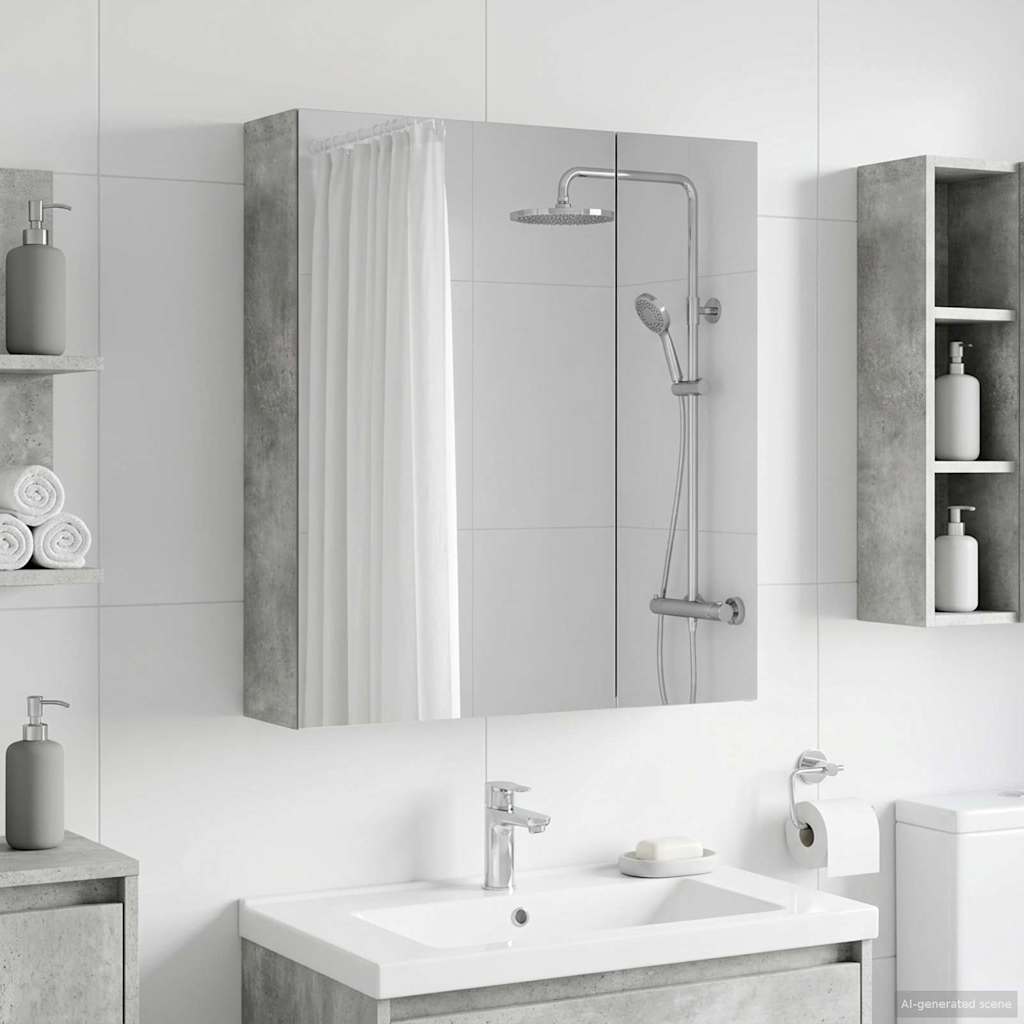 vidaXL Bathroom Mirror Cabinet Concrete Grey 60 x 14.5 x 70 cm