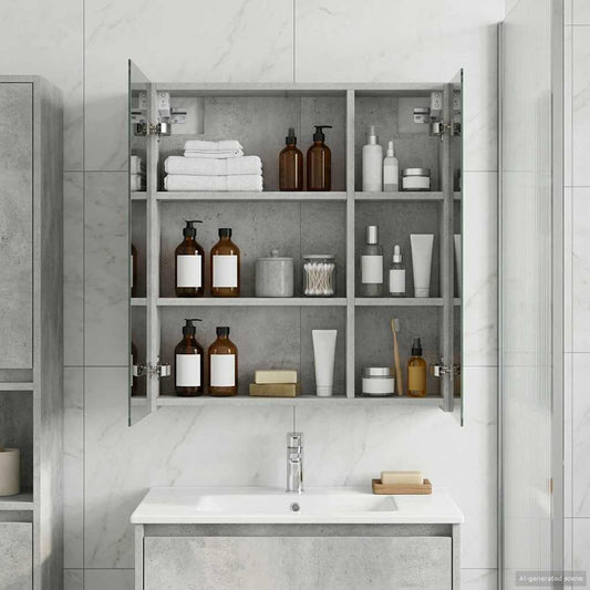 vidaXL Bathroom Mirror Cabinet Concrete Grey 60 x 14.5 x 70 cm