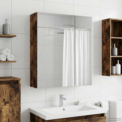 vidaXL Bathroom Mirror Cabinet with Shelf Smoked Oak 60 x 14.5 x 70 cm