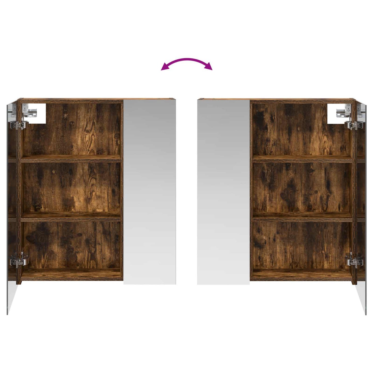 vidaXL Bathroom Mirror Cabinet with Shelf Smoked Oak 60 x 14.5 x 70 cm