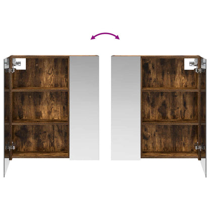 vidaXL Bathroom Mirror Cabinet with Shelf Smoked Oak 60 x 14.5 x 70 cm