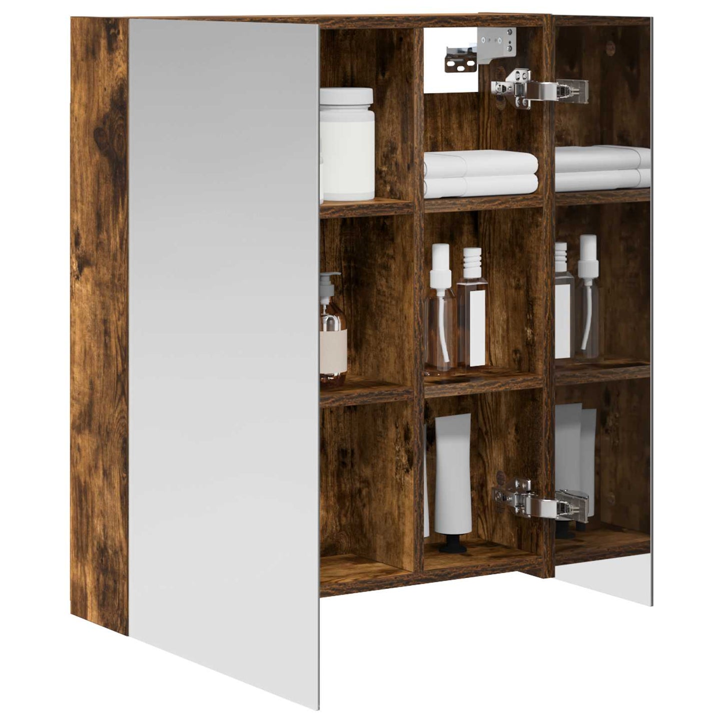 vidaXL Bathroom Mirror Cabinet with Shelf Smoked Oak 60 x 14.5 x 70 cm