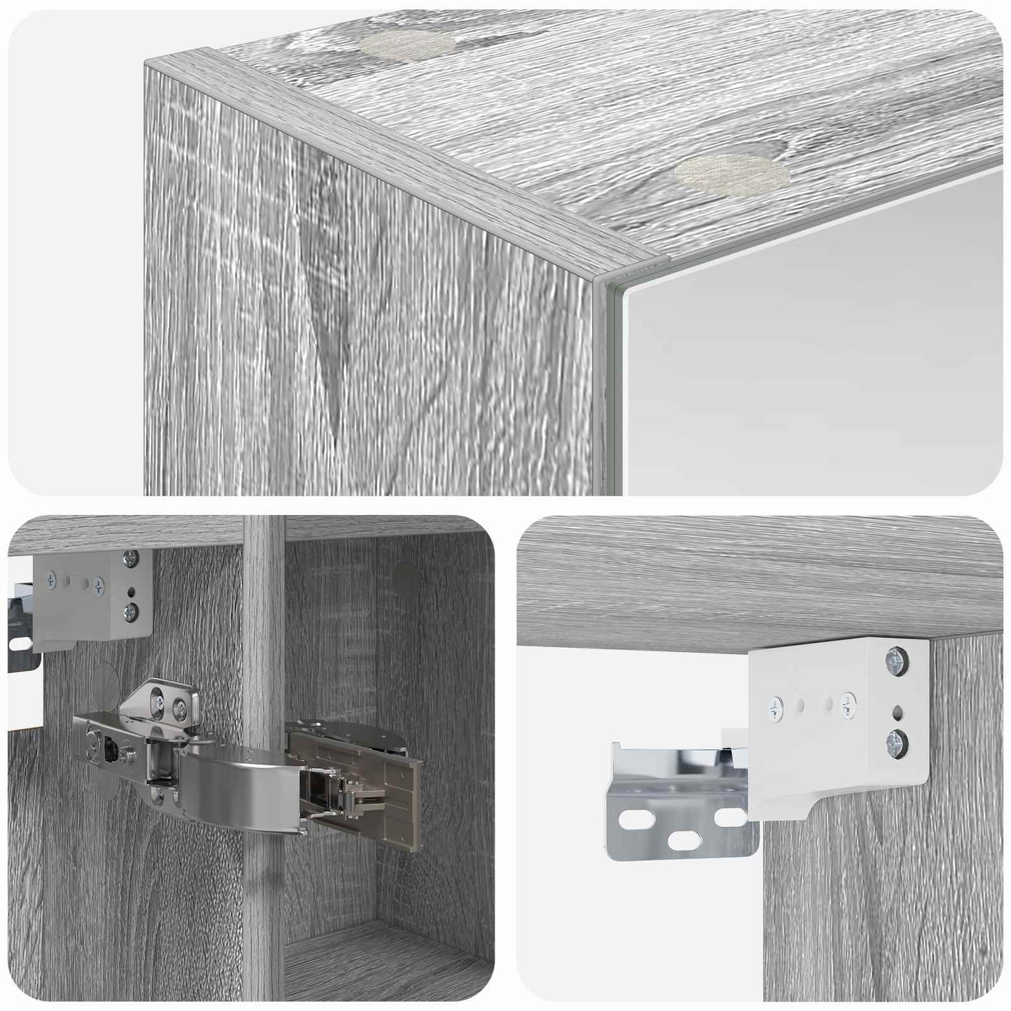vidaXL Bathroom Mirror Cabinet with Door Grey Sonoma 60 x 14.5 x 70 cm